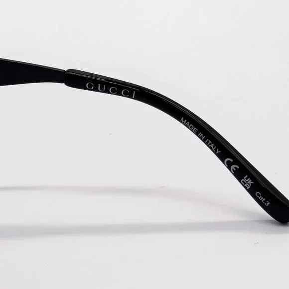 NEW AUTHENTIC GUCCI GG1656S 001, BLACK METAL OVERSIZED MASK SUNGLASSES G…